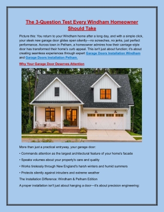The 3-Question Test Every Windham Homeowner Should Take