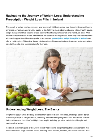 Navigating the Journey of Weight Loss Understanding Prescription Weight Loss Pills in Ireland