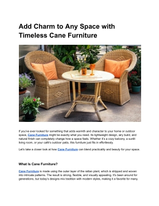 Timeless Style That Comes with Cane Furniture