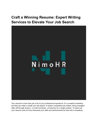 Craft a Winning Resume_ Expert Writing Services to Elevate Your Job Search