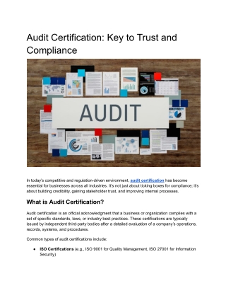 audit certification key to trust and compliance