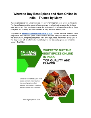 Where to Buy Best Spices and Nuts Online in India – Trusted by Many