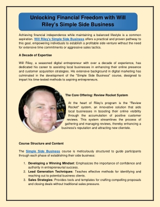 Unlocking Financial Freedom with Will Riley's Simple Side Business