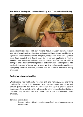 The Role Of Boring Bars In Woodworking And Composite Machining