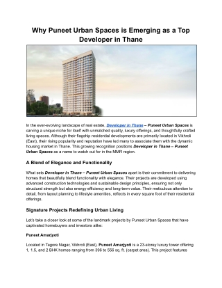 why puneet urban spaces is emerging