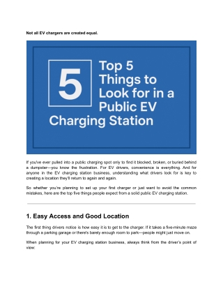 Top 5 Things to Look for in a Public EV Charging Station