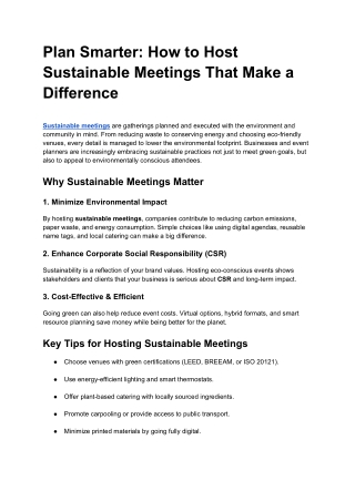 plan smarter how to host sustainable meetings