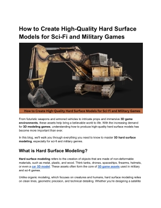 How to Create High-Quality Hard Surface Models for Sci-Fi and Military Games