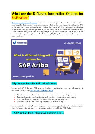 SAP Ariba Online Training - SAP Ariba Course in Ameerpet