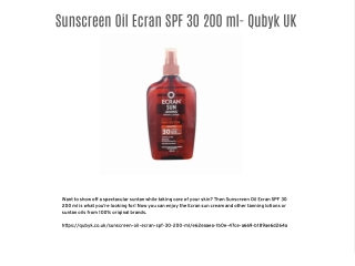 sunscreen oil ecran spf 30 200 ml qubyk uk