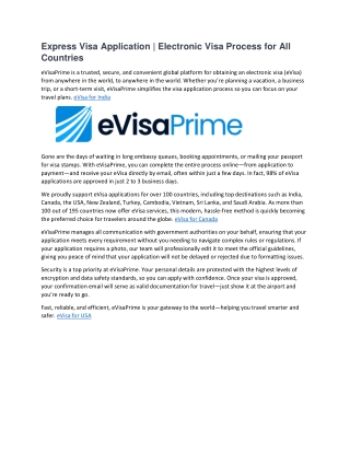 Express Visa Application  Electronic Visa Process for All Countries