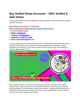Buy Verified Stripe Accounts – 100% Verified & Safe Online