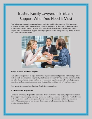 Trusted Family Lawyers in Brisbane Support When You Need It Most