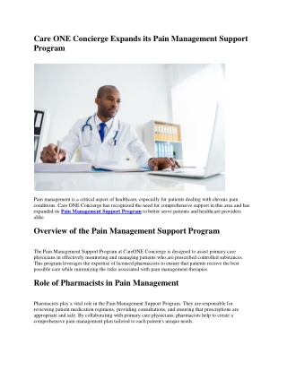 care one concierge expands its pain management