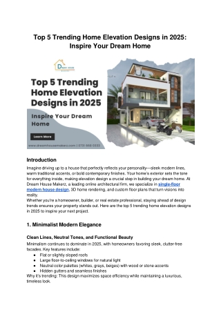 Top 5 Trending Home Elevation Designs in 2025: Inspire Your Dream Home