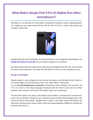 What Makes the Google Pixel 9 Pro XL More Powerful than Other Smartphones?
