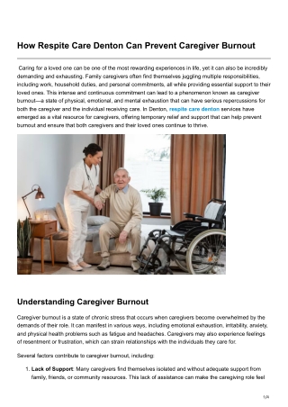 How Respite Care Denton Can Prevent Caregiver Burnout