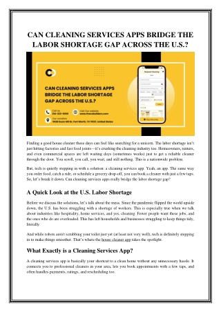 Can Cleaning Services Apps Bridge the Labor Shortage Gap Across the U.S.?​