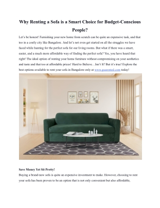 Why Renting a Sofa is a Smart Choice for Budget-Conscious People_