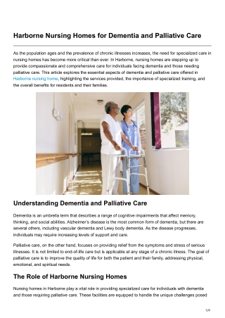 Harborne Nursing Homes for Dementia and Palliative Care