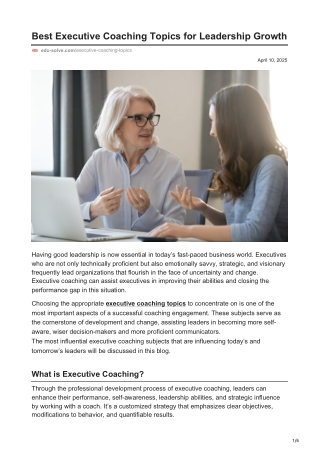 Best Executive Coaching Topics - Edusolve