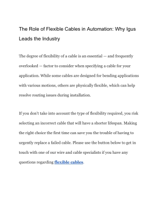 The Role of Flexible Cables in Automation_ Why Igus Leads the Industry