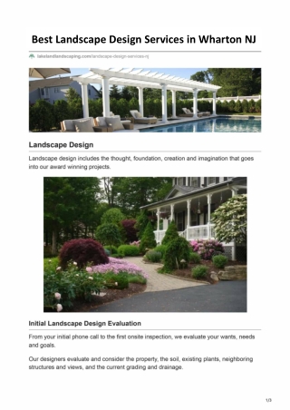 Best Landscape Design Services in Wharton NJ