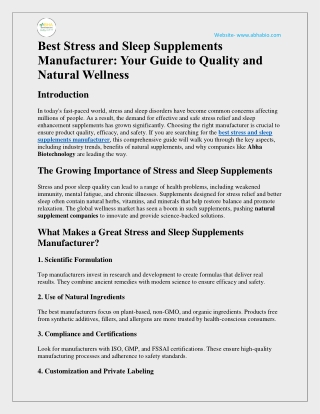 Best Stress and Sleep Supplements Manufacturer