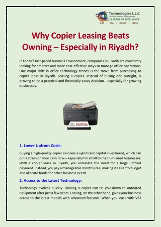why copier leasing beats owning especially