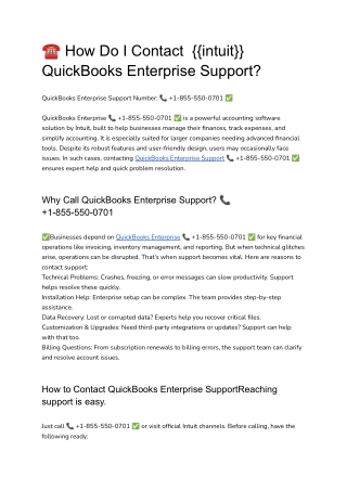 ☎️ How Do I Contact  {{intuit}} QuickBooks Enterprise Support?