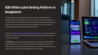 B2B White-Label Betting Platform in Bangladesh