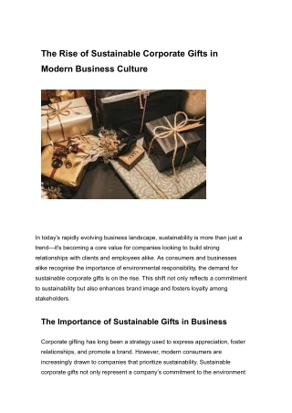 The Rise of Sustainable Corporate Gifts in Modern Business Culture