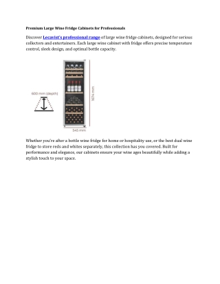 Premium Large Wine Fridge Cabinets for Professionals