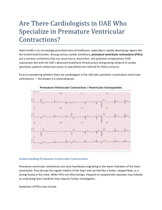 Are There Cardiologists in UAE Who Specialize in Premature Ventricular Contractions