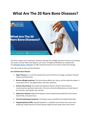 What Are The 20 Rare Bone Diseases