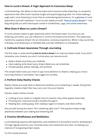 how to lucid a dream a yogic approach