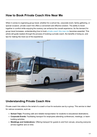 How to Book Private Coach Hire Near Me