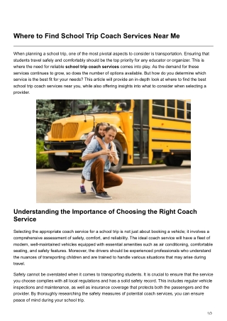 Where to Find School Trip Coach Services Near Me