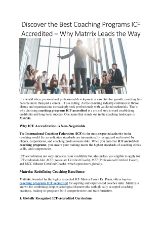 discover the best coaching programs