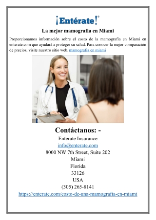 La mejor mamografia en Miami