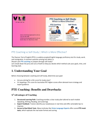 PTE Coaching vs Self-Study | Which is More Effective?