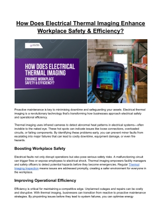How Does Electrical Thermal Imaging Enhance Workplace Safety & Efficiency?