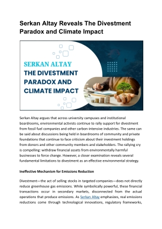 Investing with Integrity Serkan Altay’s Strategic Approach