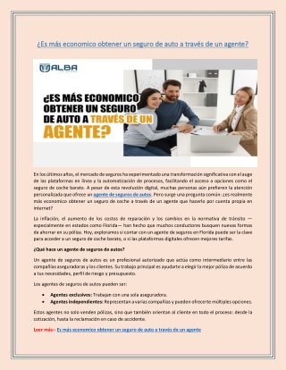 ¿Es más economico obtener un seguro de auto a través de un agente?