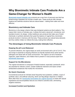 Why Biomimetic Intimate Care Products Are a Game-Changer for Women's Health
