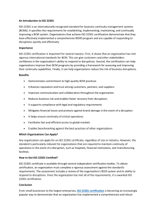 ISO 22301 certification