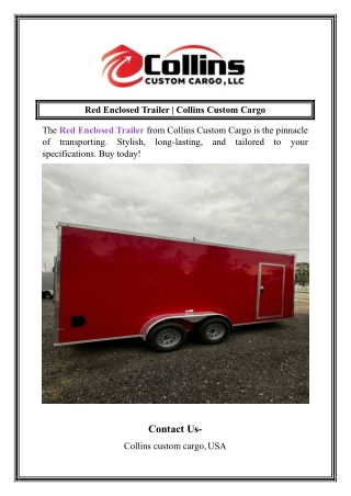Red Enclosed Trailer Collins Custom Cargo