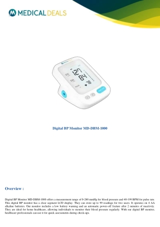 digital bp monitor md dbm 1000