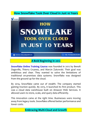 Snowflake Online Training Course Enroll in Snowflake Course
