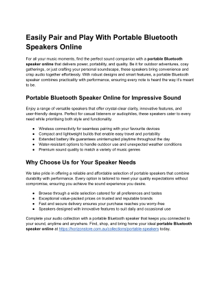 Easily Pair and Play With Portable Bluetooth Speakers Online